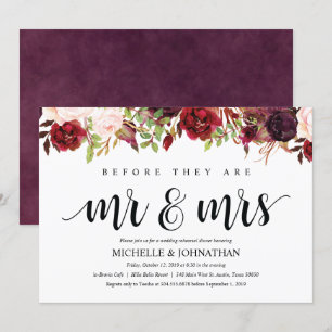 Invitation Rustique Bourgogne Mariage Dîner de répétition Inv