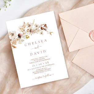 Invitation Rustique Brown Floral Fleur sauvage Mariage