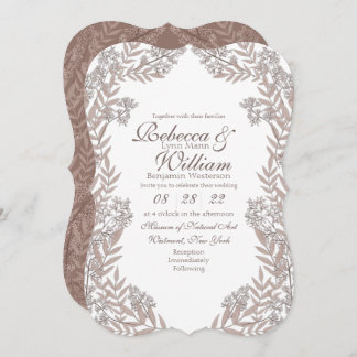 Invitation Rustique Brown Mariage Vintage Botanique