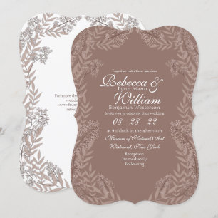 Invitation Rustique Brown Tan Mariage Vintage Botanique