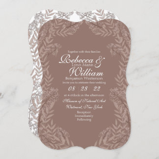 Invitation Rustique Brown Tan Mariage Vintage Botanique