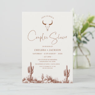 Invitation Rustique Brown Western Couple douche nuptiale