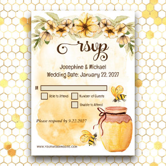 Invitation Rustique Bumble Bee Mariage rustique RSVP