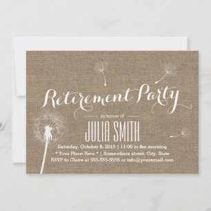 Invitation Rustique Burlap Dandelion soufflant Parti de retra