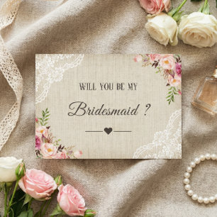 Invitation Rustique Burlap Floral Serez-Vous Ma Femme D'Accue