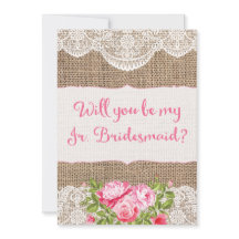 Rustique Burlap Lace Serez-vous ma Jr Bridesmaid