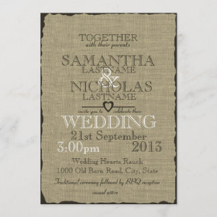 Invitation Rustique Burlap Look Mariage 5x7