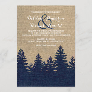 Invitation Rustique Burlap Pine Trees Hiver Mariage Invitatio