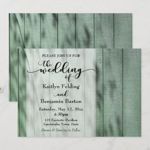 Invitation Rustique, Campagne, Bois Ancien Peint en Vert, Mar