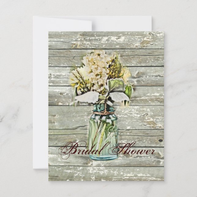 Invitation rustique campagne fleurie mason jar douche nuptial (Devant)