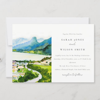 Invitation Rustique Campagne Lake Village Mariage paysager