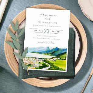 Invitation Rustique Campagne Lake Village Mariage paysager