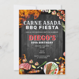 Invitation Rustique Carne Asada Mexicaine BBQ fête d'annivers