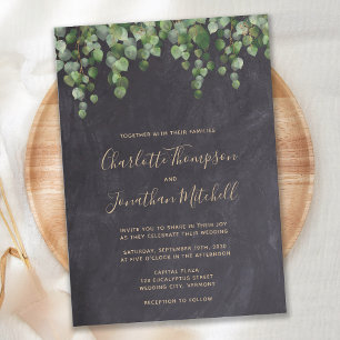 Invitation Rustique Chalkboard Eucalyptus Mariage de verdure