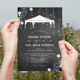 Invitation Rustique Chalkboard Floral extérieur Mariage