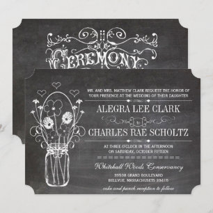 Invitation Rustique Chalkboard Mason Jar Typographie Vintage