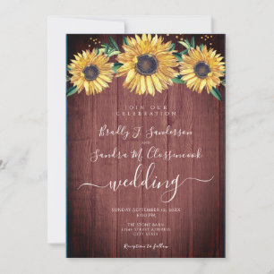 Invitation Rustique Chic Floral Grange Mariage bois