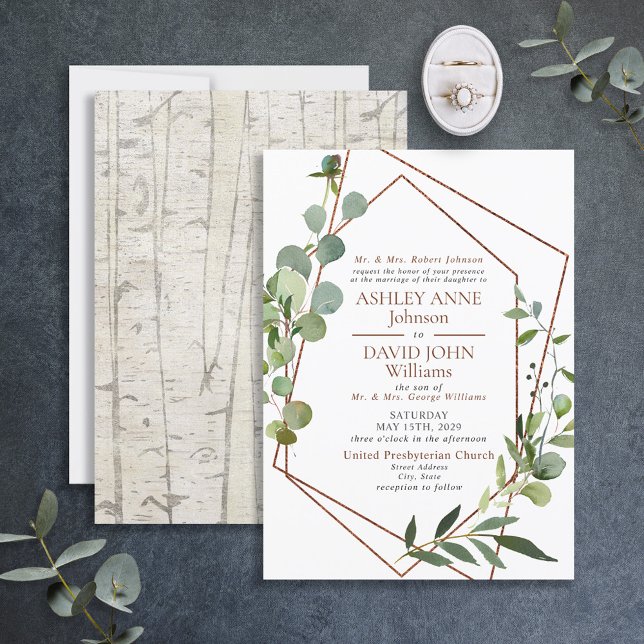 Invitation Rustique Chic Géométrique Verdure Mariage élégant (Créateur téléchargé)