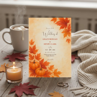 Invitation Rustique Citrouille d'automne Mariage aquarelle