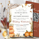 Invitation Rustique Citrouille d'automne Mariage de automne b<br><div class="desc">Fall In Love Rustic Citrouille Botanical Automne Mariage de automne Invitation Card avec code QR. Célébrez votre journée spéciale avec cette belle et élégante carte de faire-part de mariage pour embellir votre occasion spéciale. Tous les textes sont pré-arrangés pour que vous personnalisiez facilement et rapidement avec vos propres détails.</div>