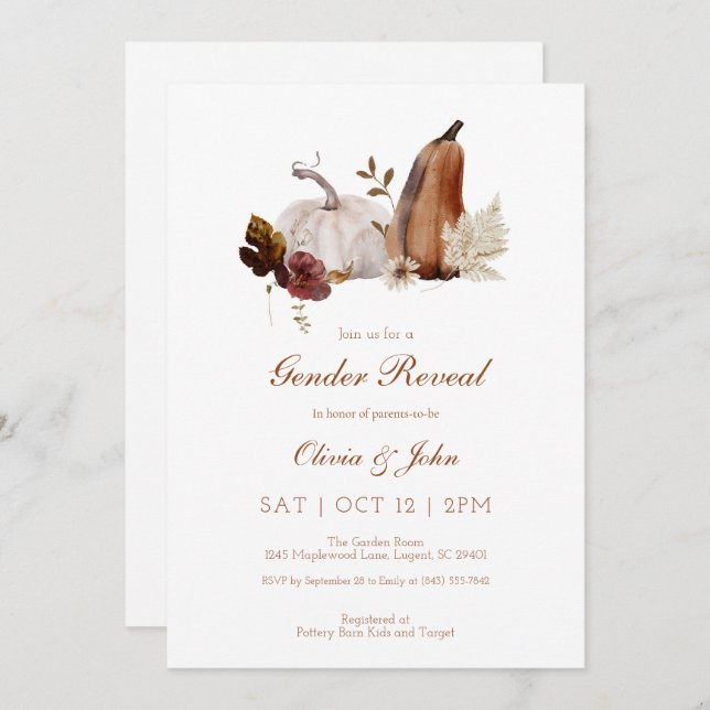 Invitation Rustique Citrouille Genre Reveillez (Devant / Derrière)