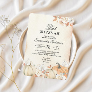 Invitation Rustique Citrouilles et fleurs d'automne