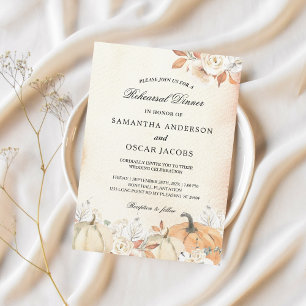 Invitation Rustique Citrouilles et fleurs d'automne