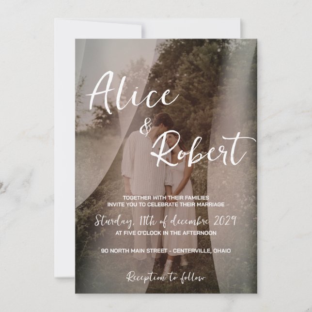 Invitation Rustique classique mariage romantique (Devant)