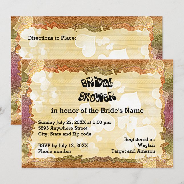 Invitation Rustique Coeurs d'automne et Fête des mariées d'im (Devant / Derrière)