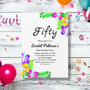 Invitation Rustique coloré Rose été floral 50e anniversaire