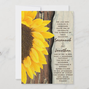 Invitation Rustique Cottage Chic Mariage de tournesol