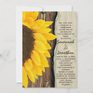Invitation Rustique Cottage Chic Mariage de tournesol