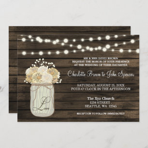 Invitation Rustique Country Mason Jar Daisy Grange Mariage en