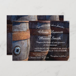 Invitation Rustique Country Vineyard Barrel Mariage Card