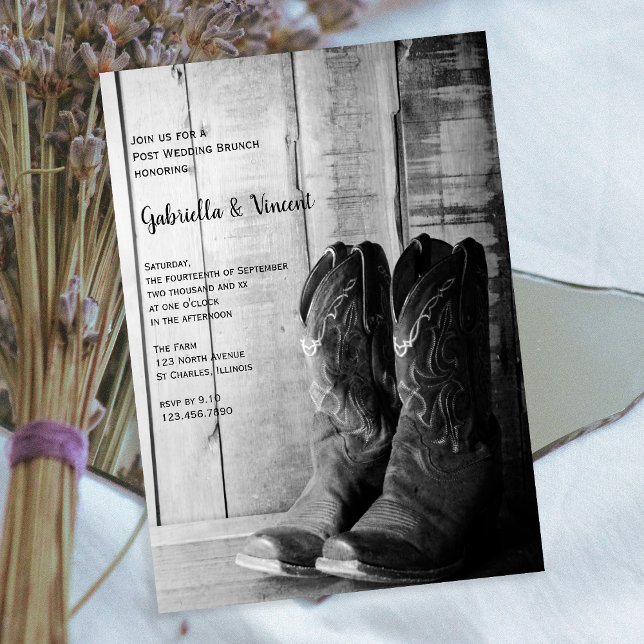 Invitation Rustique Cowboy Bottes Western Post Mariage Brunch (Créateur téléchargé)
