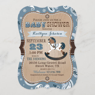 Invitation Rustique Cowboy Western Rocse Baby shower