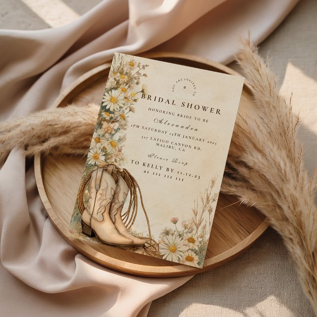 Invitation Rustique Cowgirl Daisy Fête de Mariage (Créateur téléchargé)