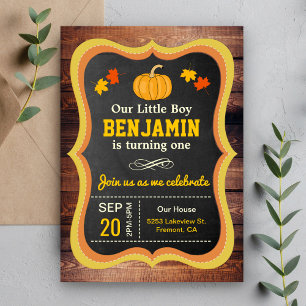Invitation Rustique Cute Little Citrouille 1er anniversaire f