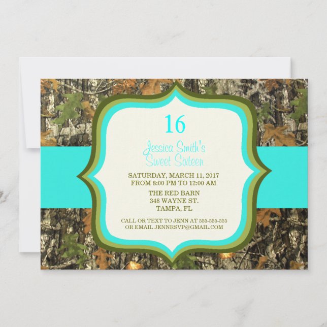 Invitation rustique d'anniversaire de Camo de (Devant)