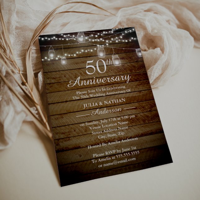 Invitation rustique de 50e anniversaire pour jardi (Créateur téléchargé)
