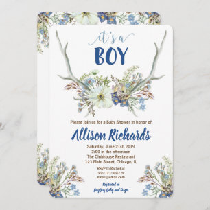 Invitation rustique de baby shower d'andouillers