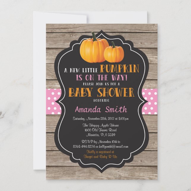 Invitation rustique de baby shower de fille (Devant)