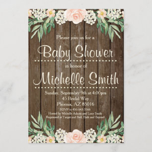 Invitation rustique de baby shower, dentelle,