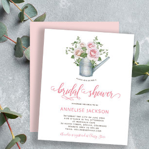 Invitation rustique de budget rose florale pour un