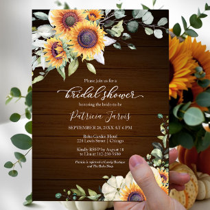 Invitation rustique de citrouille de tournesol d'a