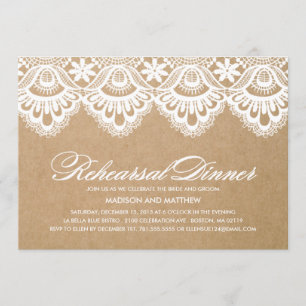 INVITATION RUSTIQUE DE DÎNER DE RÉPÉTITION DE LA