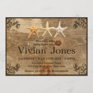 Invitation rustique de Fête de la mariée en bois