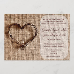 Invitation rustique de mariage de coeur de ficelle