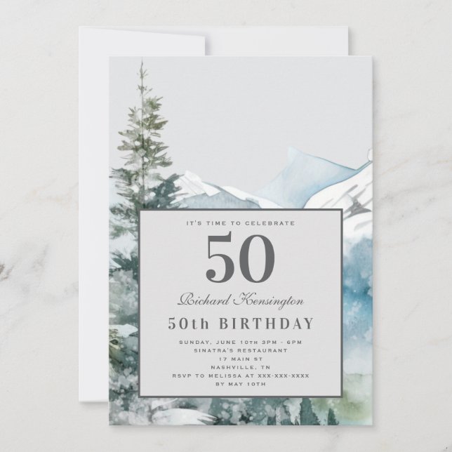 Invitation rustique de montagne pour 50e anniversa (Devant)