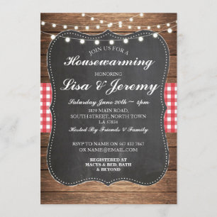 Invitation rustique de Red En vichy Chalk